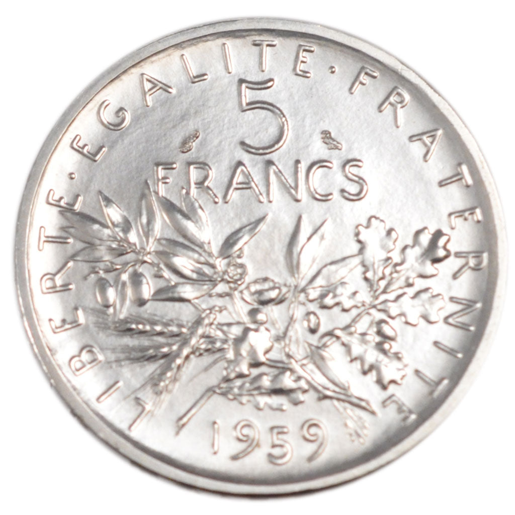 FRANCE, 5 Francs, 1960, MS(65-70), Silver, Gadoury #770, 12.00