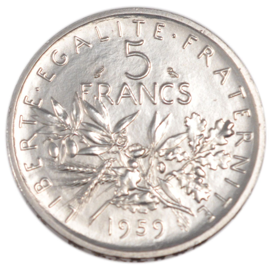 FRANCE, 5 Francs, 1959, MS(65-70), Silver, Gadoury #770, 12.00