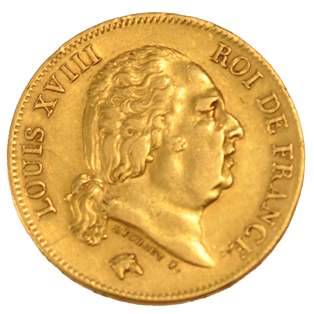 FRANCE, Louis XVIII, 40 Francs, 1818, Lille, KM #713.6, EF(40-45), Gold,...