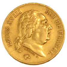 FRANCE, Louis XVIII, 40 Francs, 1818, Lille, KM #713.6, EF(40-45), Gold,...