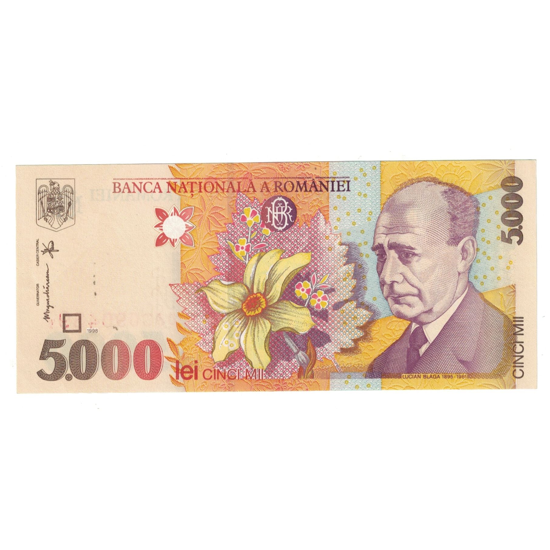 Geldschein, Rumänien, 5000 Lei, 1998, KM:107a, UNZ