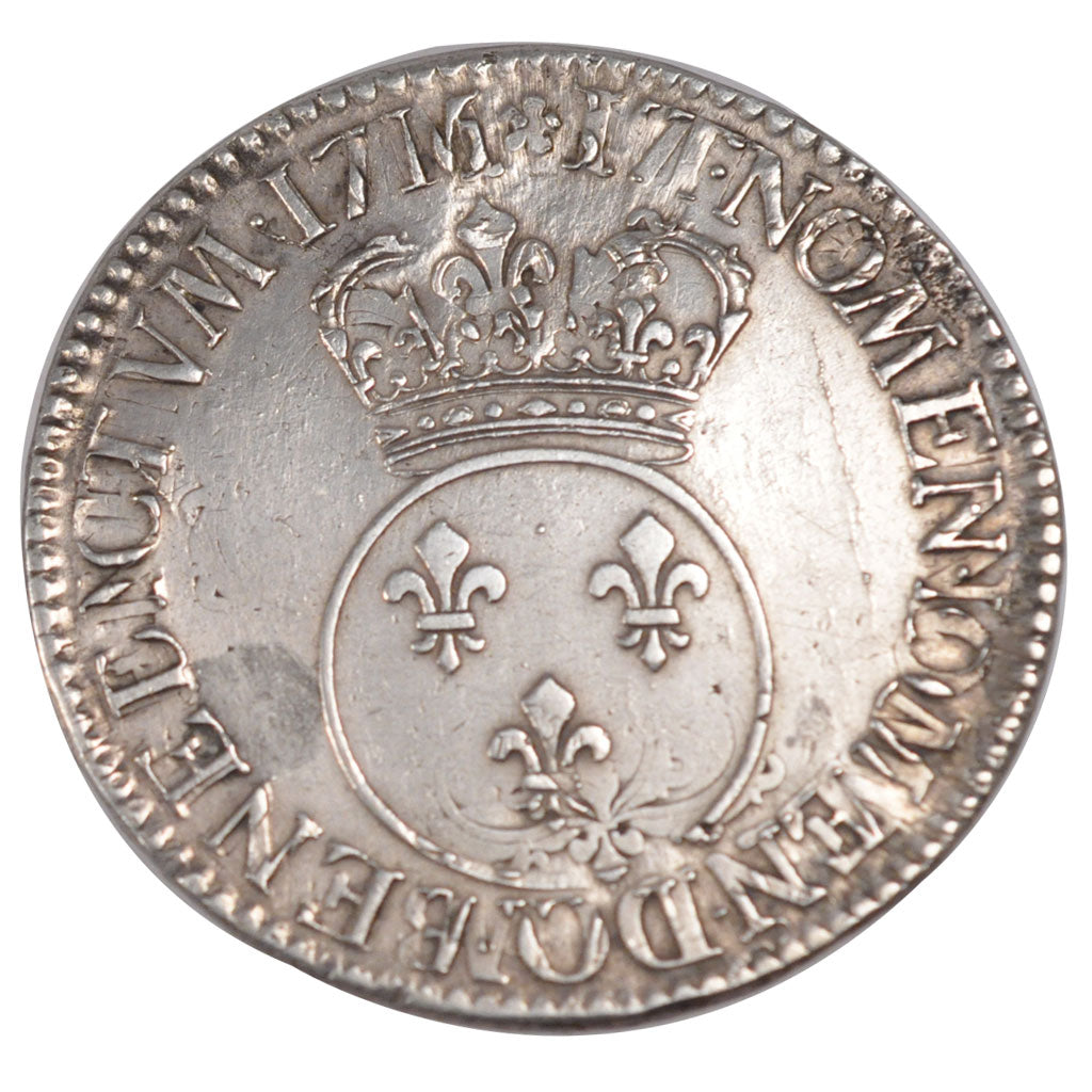FRANCE, Ecu, 1716, VF(30-35), Silver, Gadoury #317, 30.32