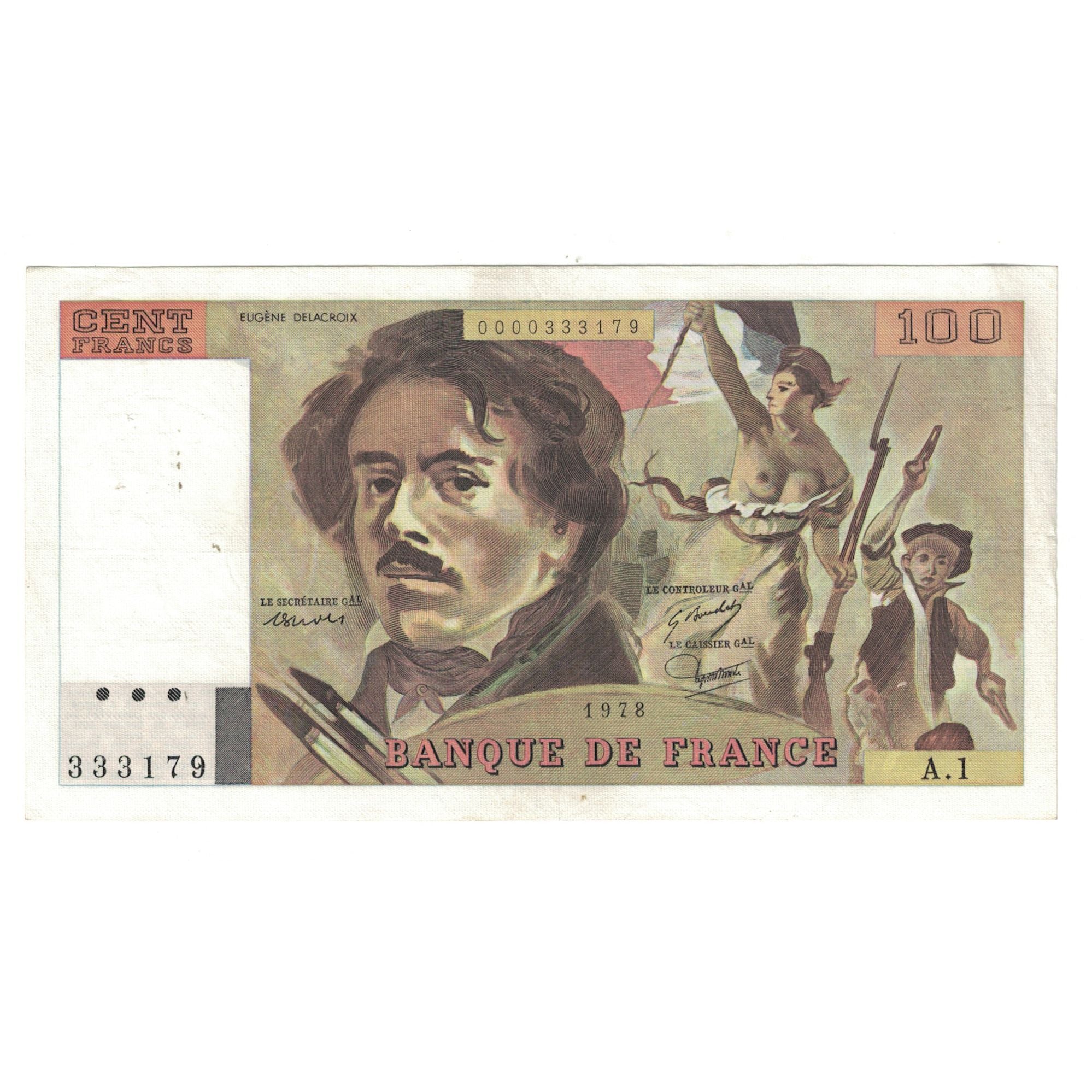 Frankreich, 100 Francs, Delacroix, 1978, A.1333179, VZ, Fayette:68.1, KM:154a