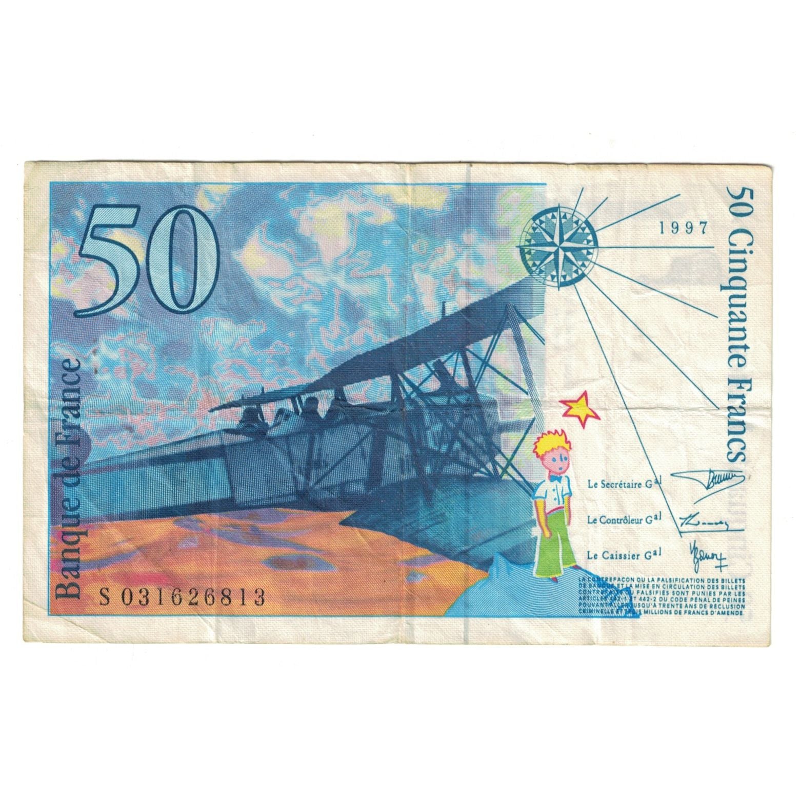 Frankrijk, 50 Francs, St Exupéry, 1997, S031626813, TB, Fayette:72.1b, KM:157Ad