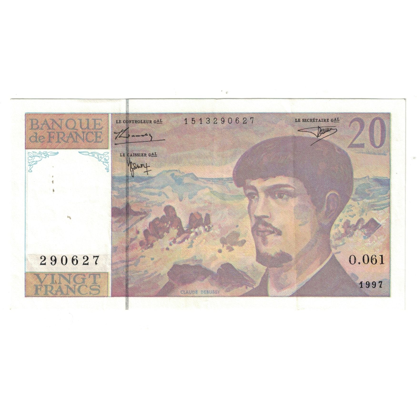 Francia, 20 Francs, Debussy, 1997, O.061290627, SPL-, Fayette:66TER.a61, KM:151g