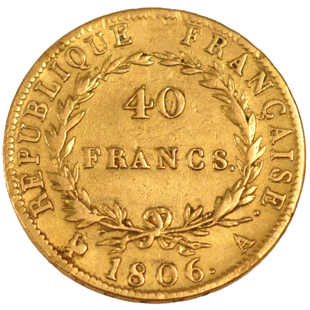 FRANCE, Napoléon I, 40 Francs, 1806, Paris, KM #675.1, EF(40-45), Gold, Gadoury 