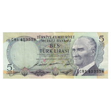 Geldschein, Türkei, 5 Lira, L.1930 (8.1.1968), KM:179, SS+