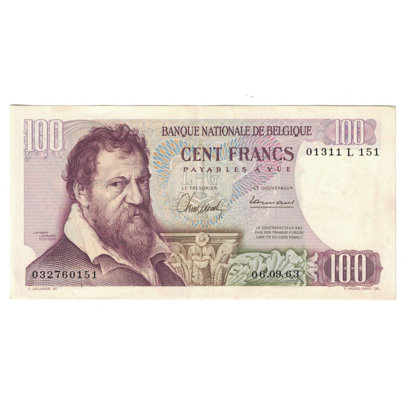 Banknote, Belgium, 100 Francs, 1963, 1963-09-06, KM:134a, EF(40-45)