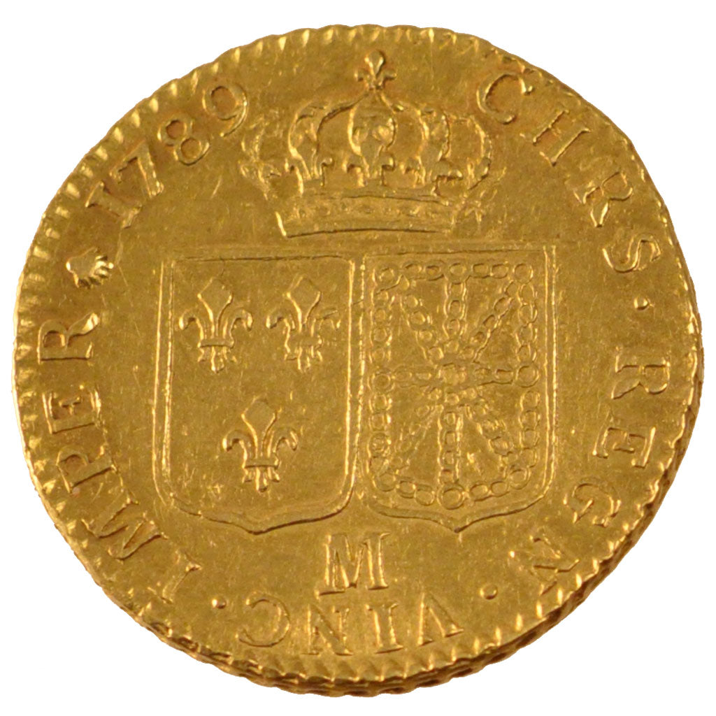 FRANCE, Louis d'or à la tête nue, Louis D'or, 1789, Toulouse, KM #591.9, EF(40-4