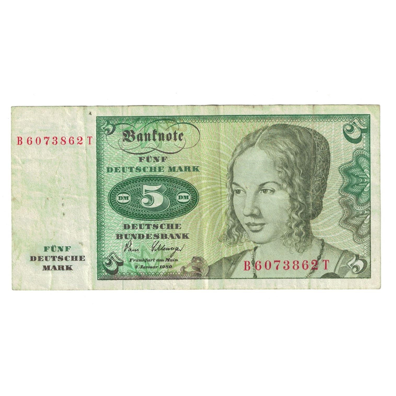 Banconote, GERMANIA - REPUBBLICA FEDERALE, 5 Deutsche Mark, 1980, 1980-01-02