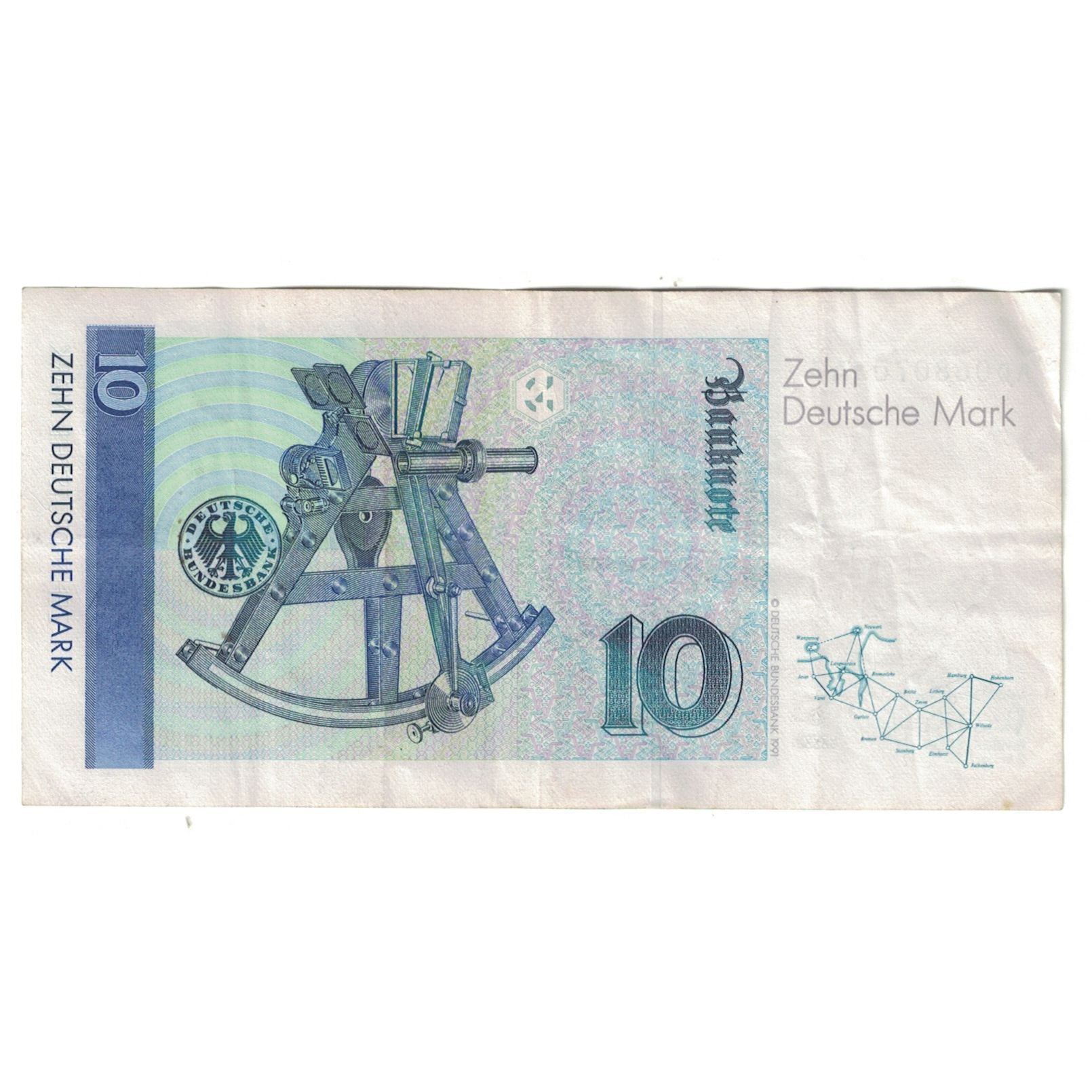 Billet, République fédérale allemande, 10 Deutsche Mark, 1989-1991