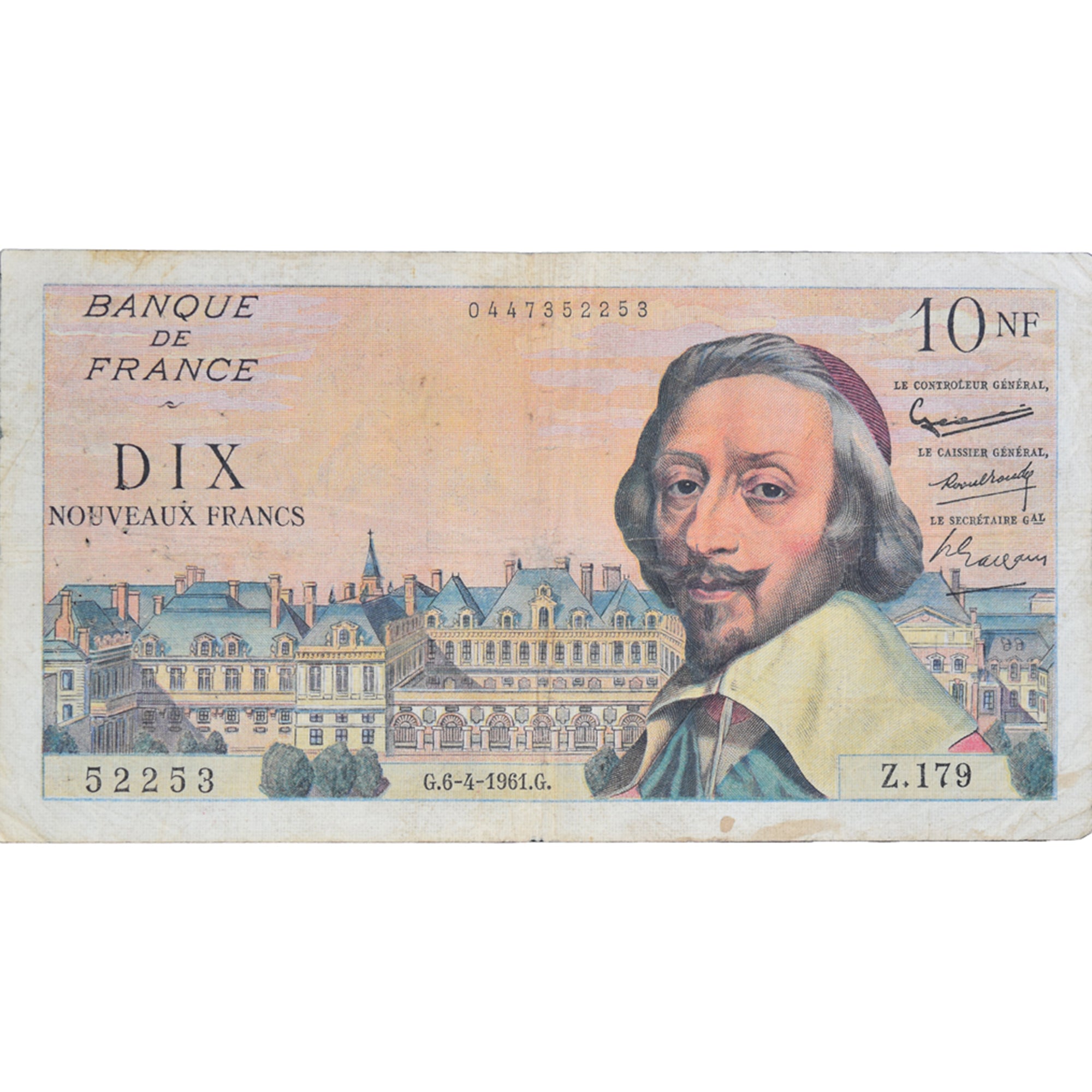 Francja, 10 Nouveaux Francs, Richelieu, 1961, Z.17952253, VF(20-25)