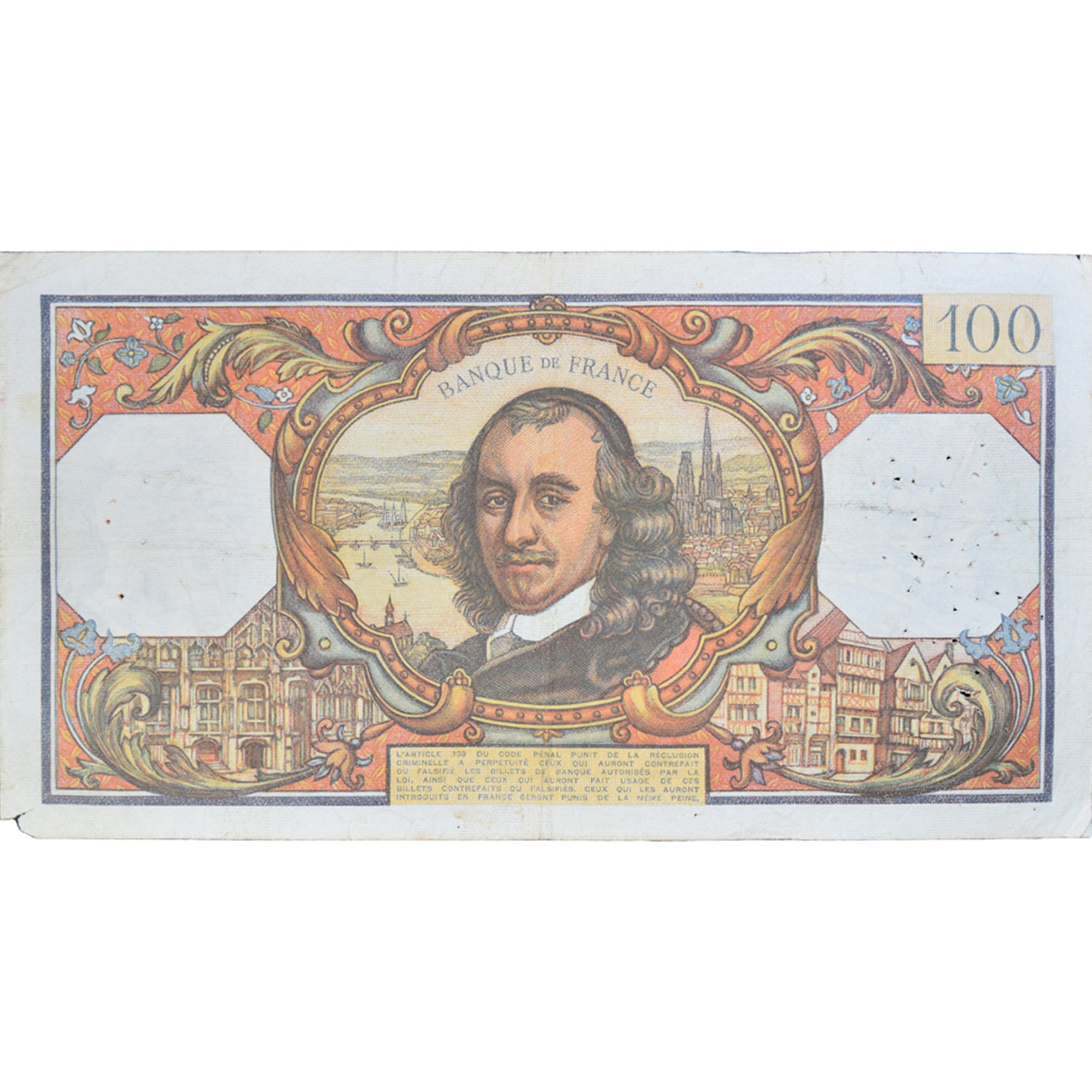 France, 100 Francs, Corneille, 1968, F.37074730, VF(20-25), Fayette:65.24