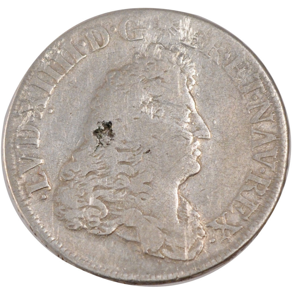 FRANCE, 1/4 Écu de Flandre, 1/4 ECU, 1688, Lille, KM #260.2, VF(20-25), Silver, 