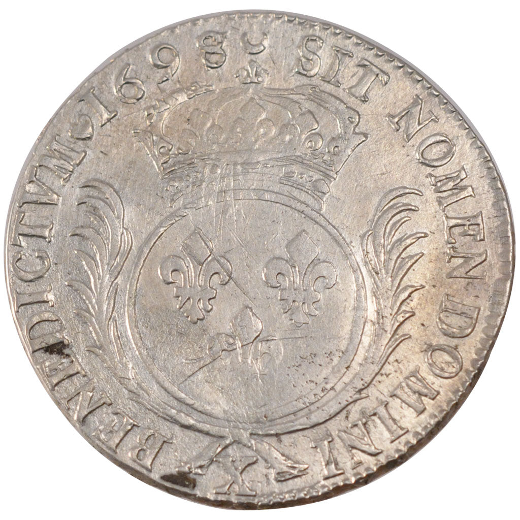 FRANCE, Écu aux palmes, ECU, 1698, Amiens, KM #298.21, EF(40-45), Silver, ...