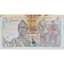 Biljet, Frans West Afrika, 5 Francs, 1951, 1951-12-19, KM:36, B+