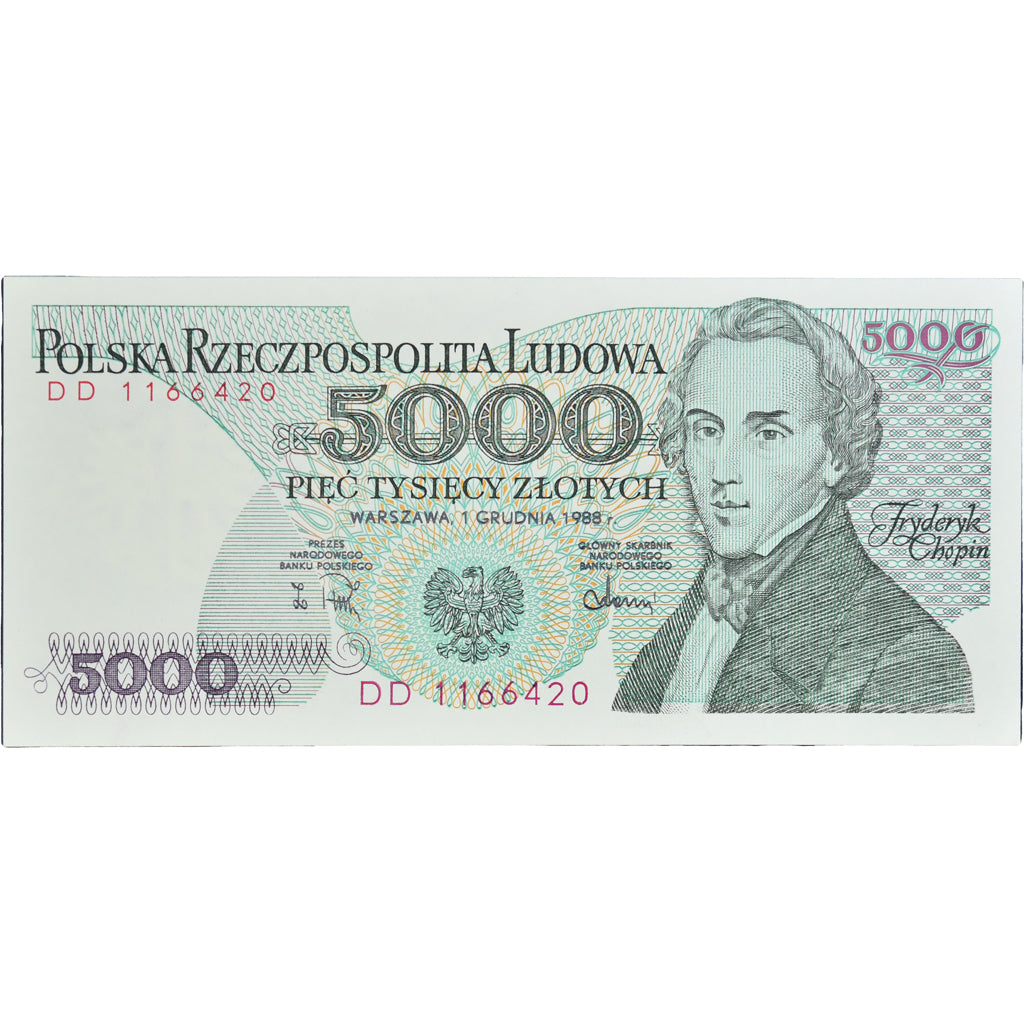 Geldschein, Polen, 5000 Zlotych, 1988, 1988-12-01, KM:150c, UNZ