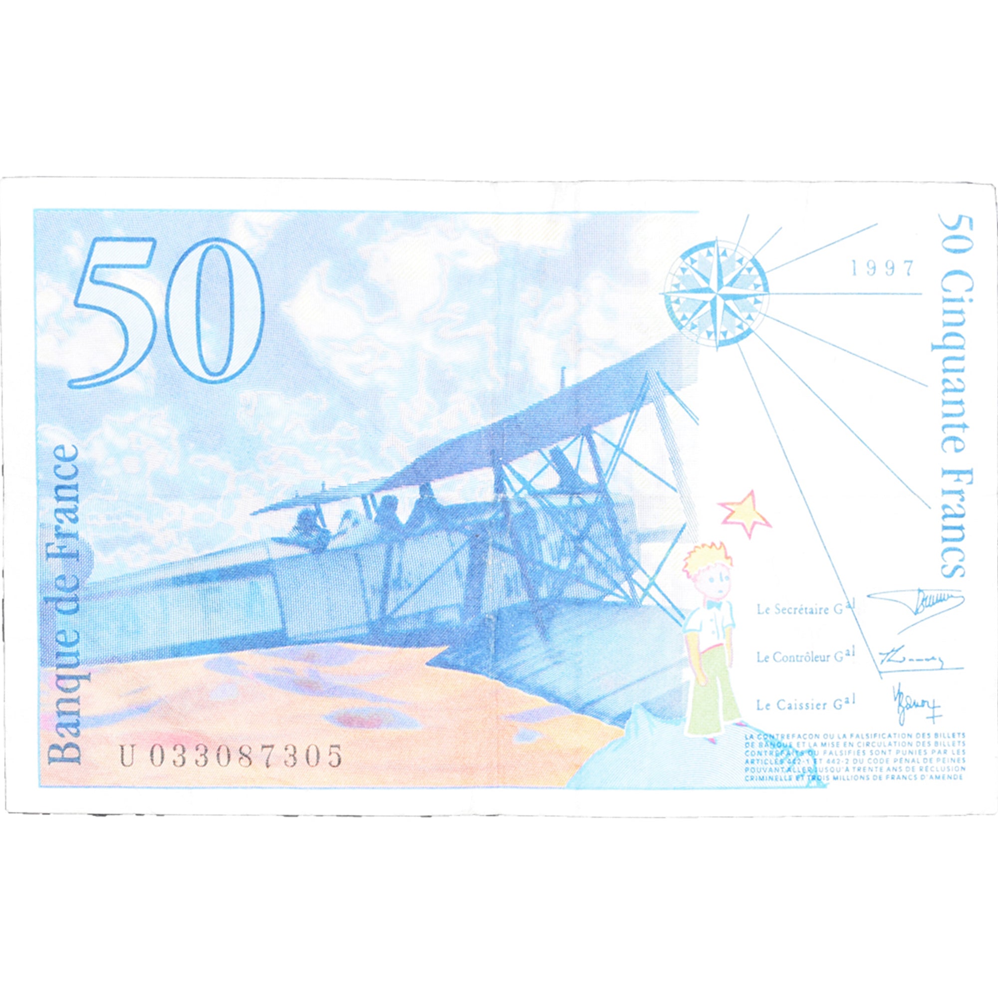 Frankreich, 50 Francs, St Exupéry, 1997, U 033087305, S, Fayette:73.4, KM:157Ad