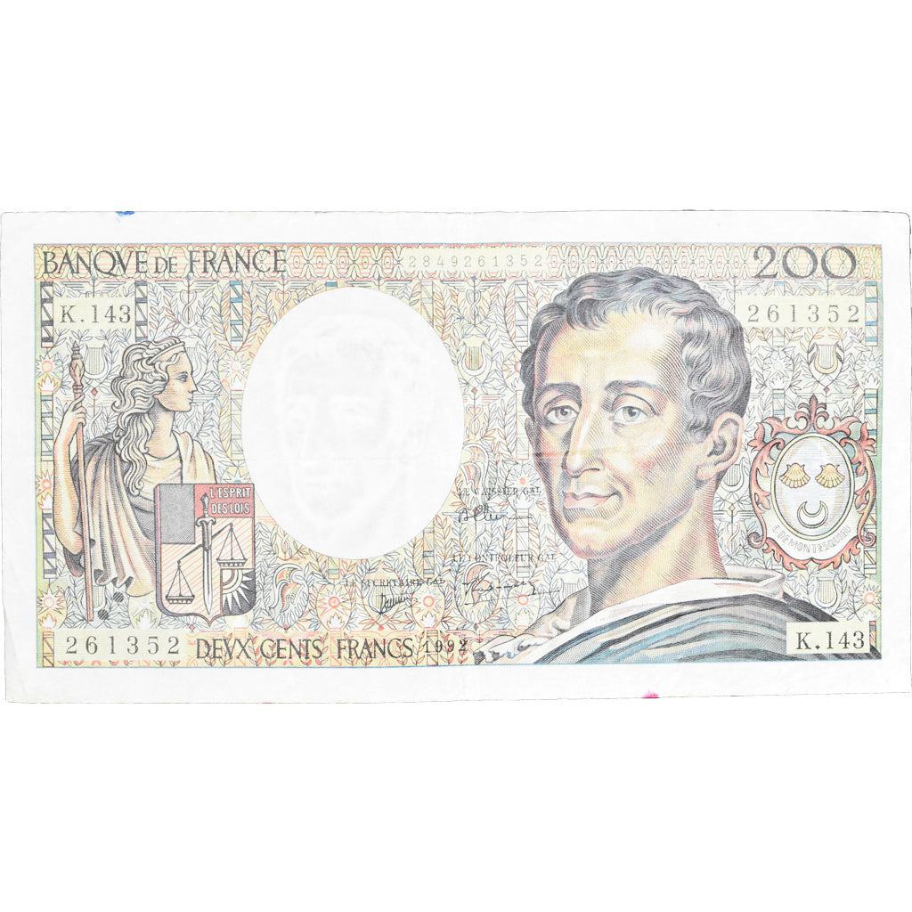 Francia, 200 Francs, Montesquieu, 1992, K.143261352, MB, KM:155e