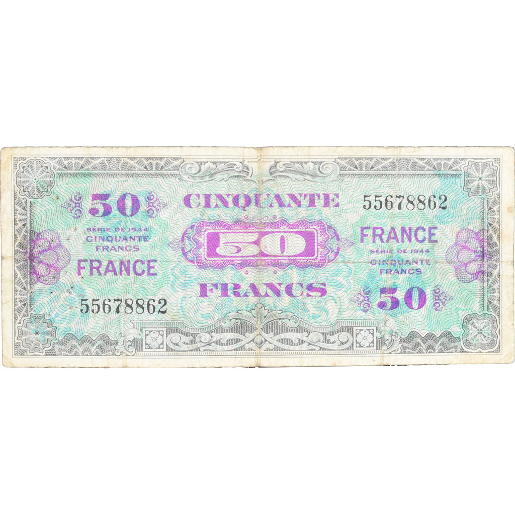 Francja, 50 Francs, 1945 Verso France, 1944, 55678862, VF(20-25)