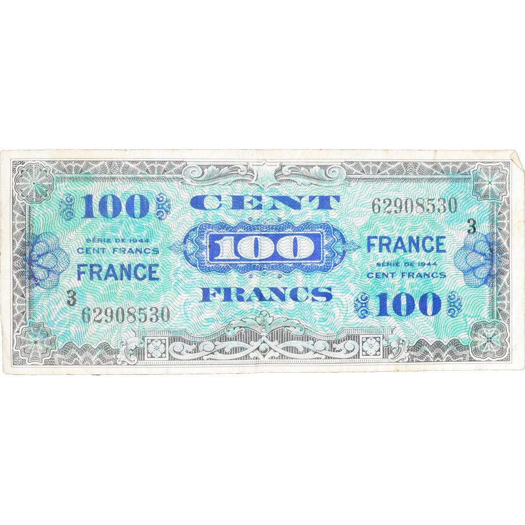 France, 100 Francs, 1945 Verso France, 1944, 62908530, VF(20-25)