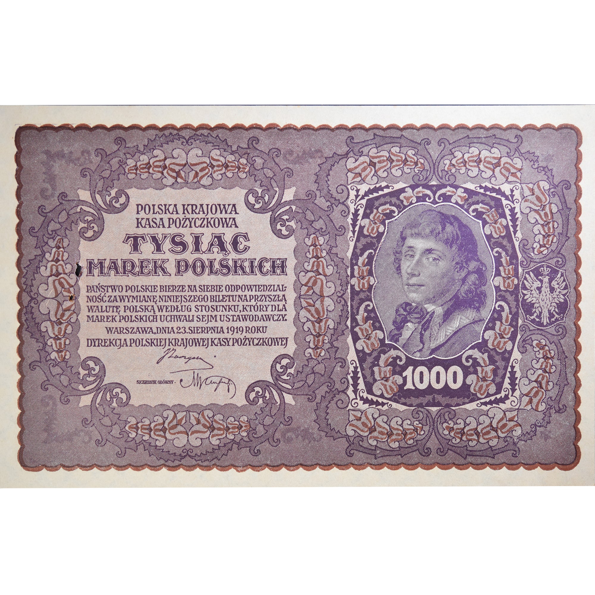 Banknote, Poland, 1000 Marek, 1919, 1919-08-23, KM:29, UNC(63)