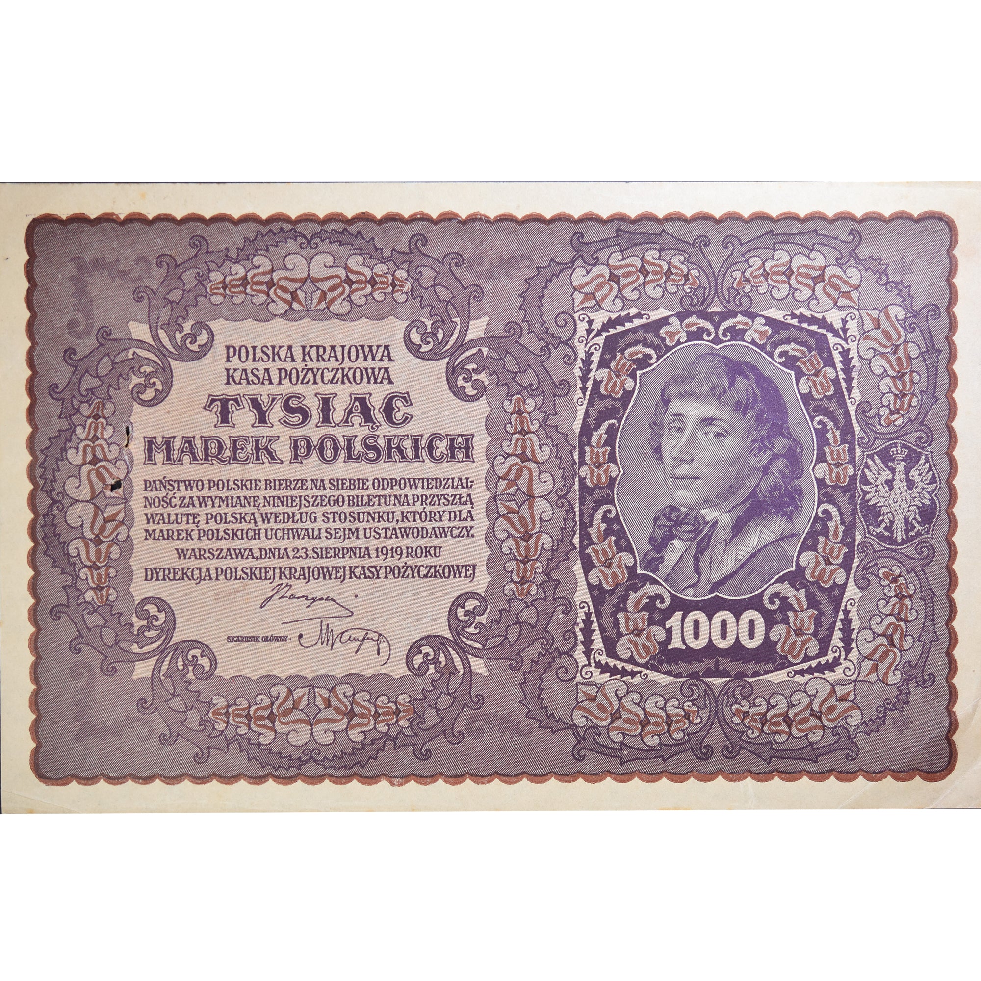Banknote, Poland, 1000 Marek, 1919, 1919-08-23, KM:29, UNC(63)