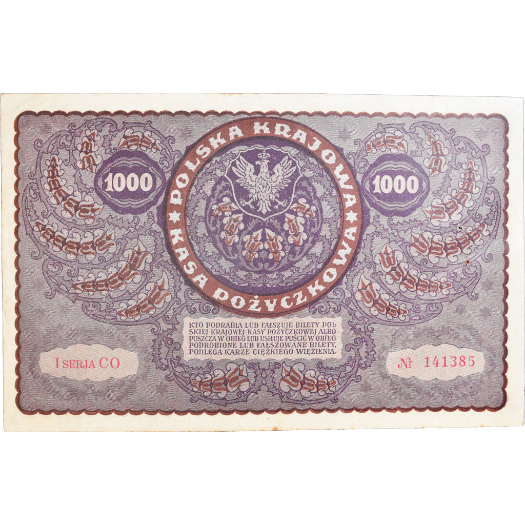 Banknote, Poland, 1000 Marek, 1919, 1919-08-23, KM:29, UNC(63)
