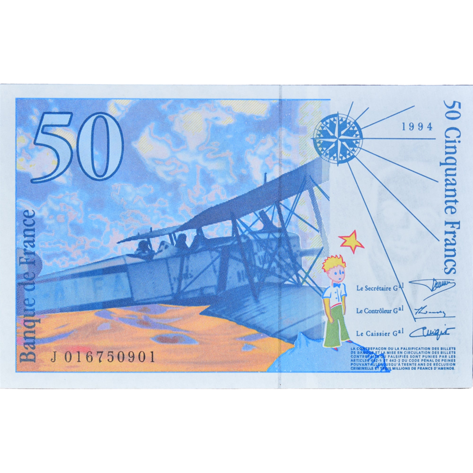 Frankrijk, 50 Francs, St Exupéry, 1997, J 016750901, SPL, Fayette:73.4