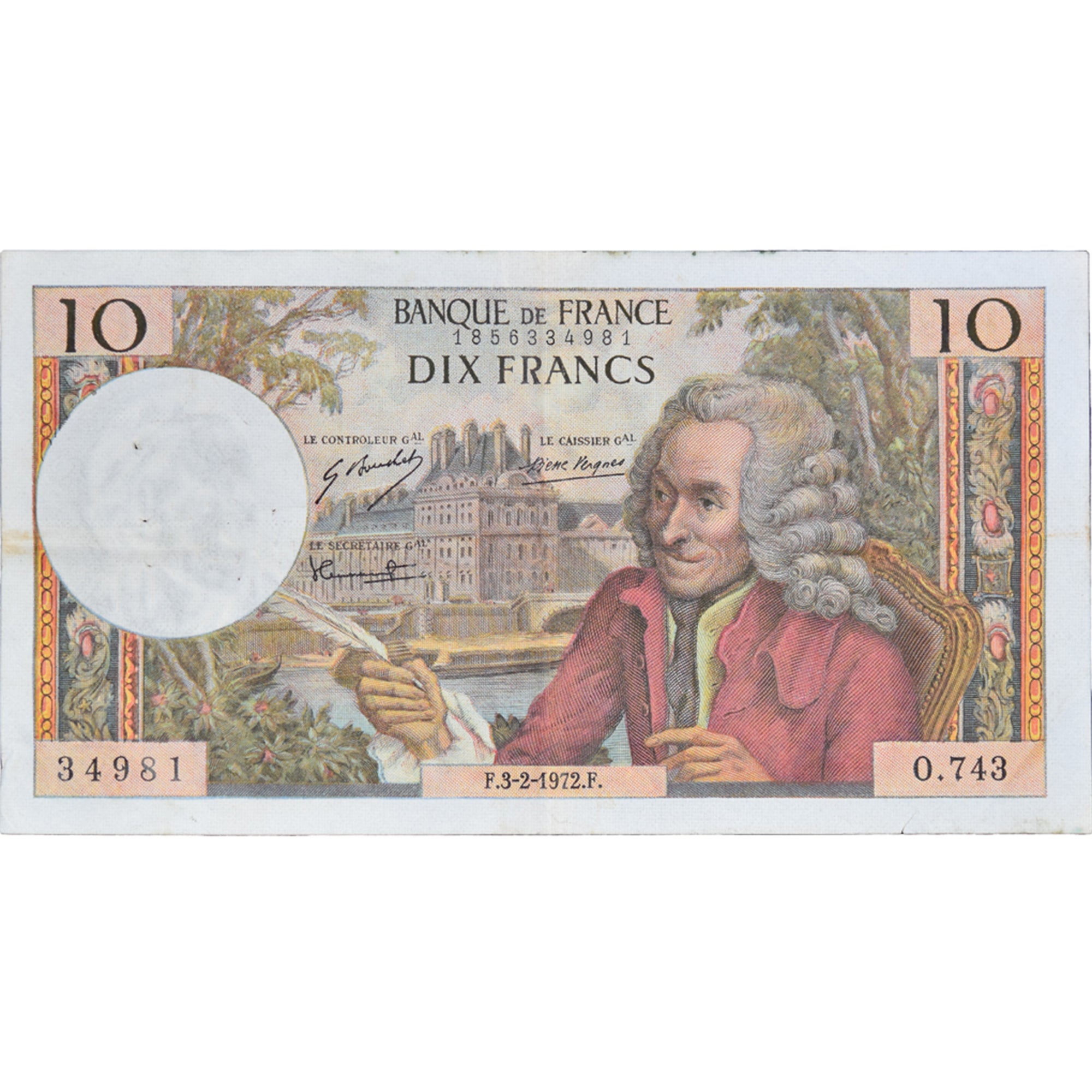 Francia, 10 Francs, Voltaire, 1972, O.74334981, BC, Fayette:62.54, KM:147d
