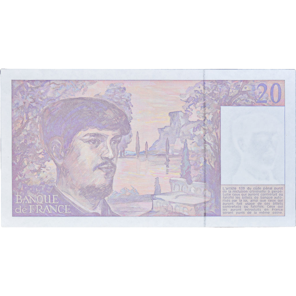 Francia, 20 Francs, Debussy, 1990, L.027807424, UNC, Fayette:66bis.1, KM:151d