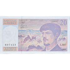 Frankreich, 20 Francs, Debussy, 1990, L.027807423, UNZ, Fayette:66bis.1, KM:151d