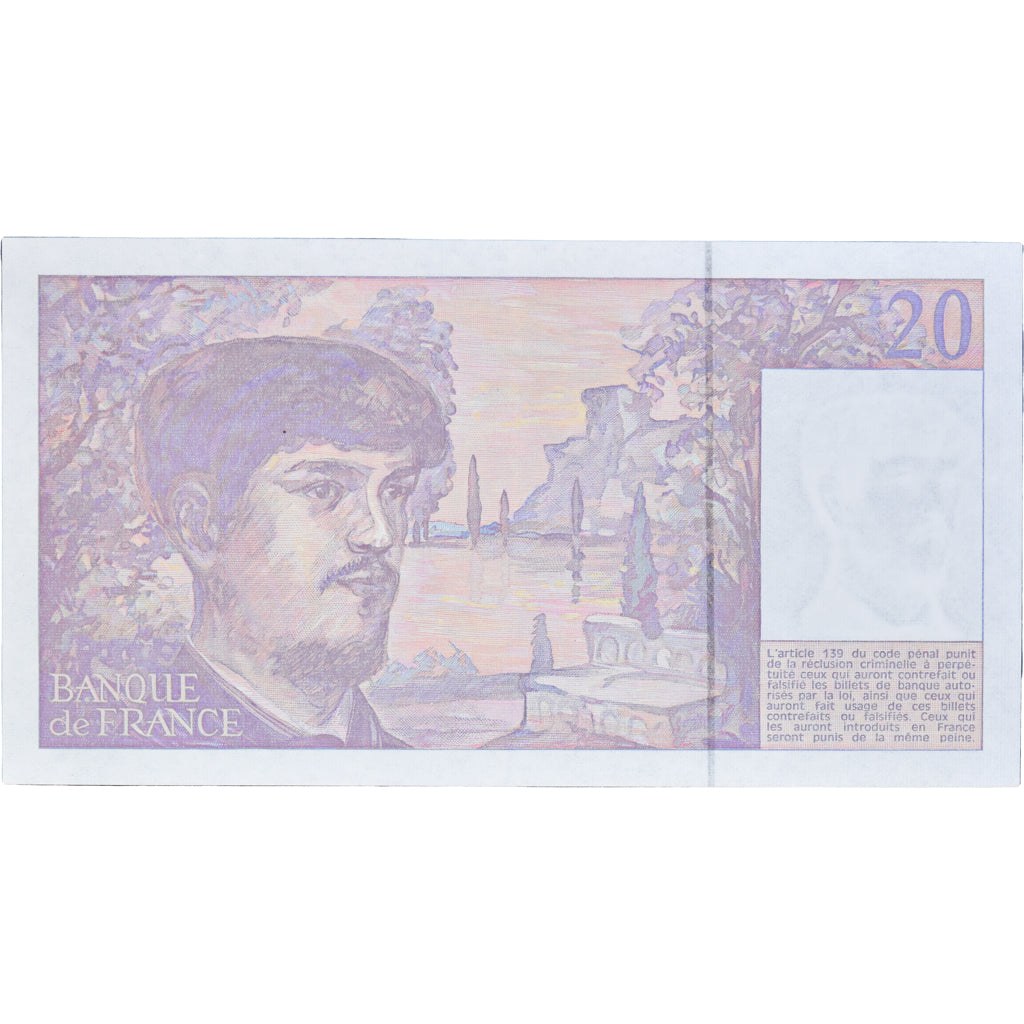 Frankreich, 20 Francs, Debussy, 1990, L.027807423, UNZ, Fayette:66bis.1, KM:151d