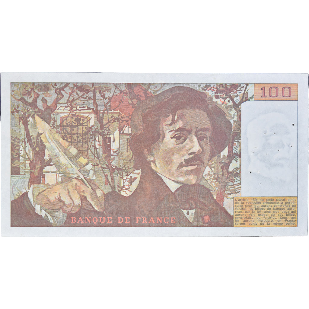 France, 100 Francs, Delacroix, 1978, F.1748407, VF(20-25), Fayette:69ter.1b