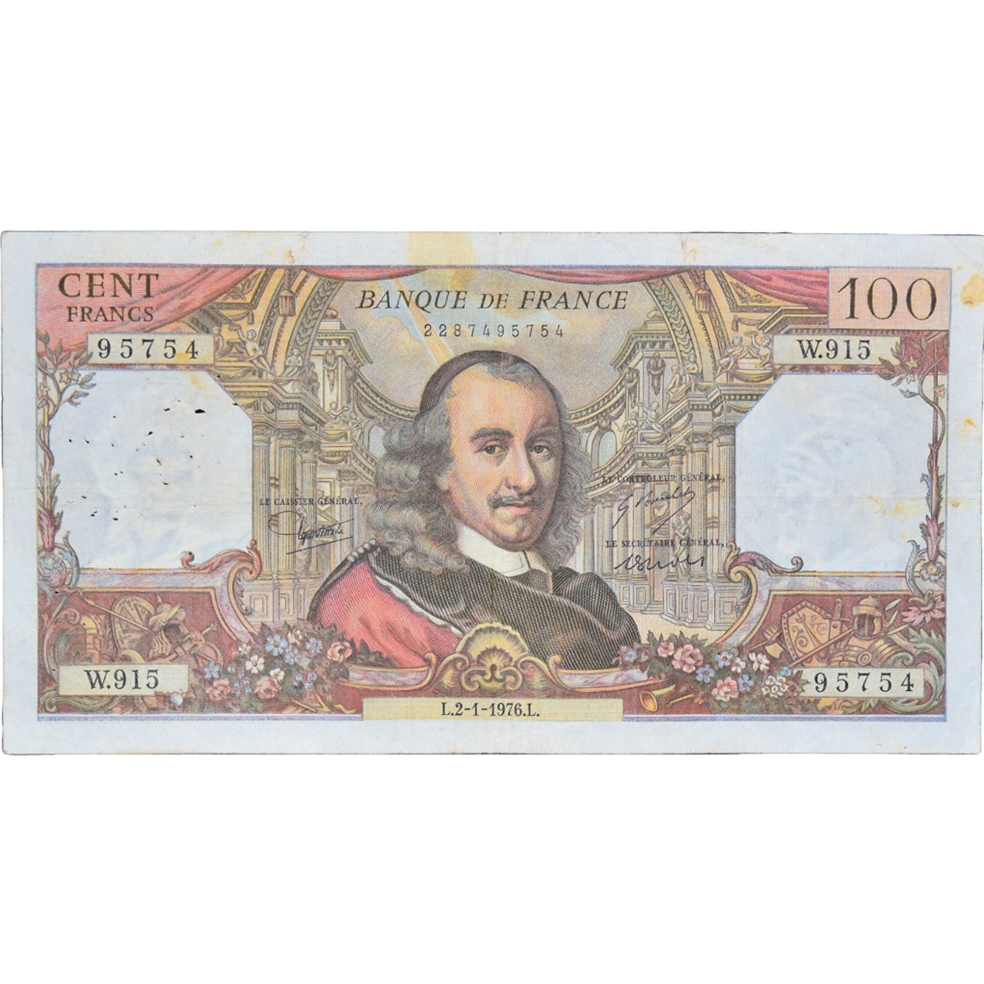 Francia, 100 Francs, Corneille, 1976, W.91595754, MB, Fayette:65.51, KM:149f