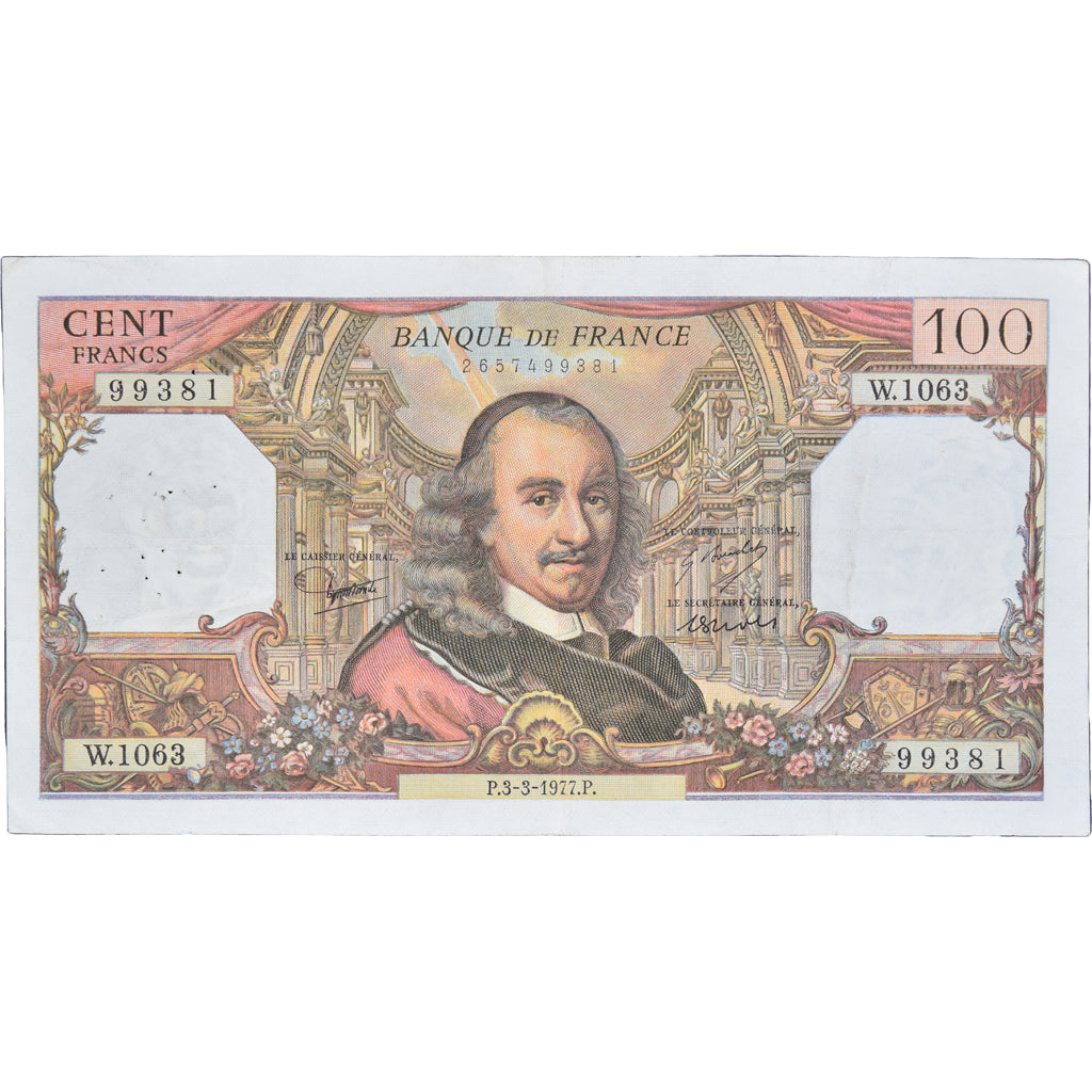 France, 100 Francs, Corneille, 1977, W.106399381, EF(40-45), Fayette:65.57