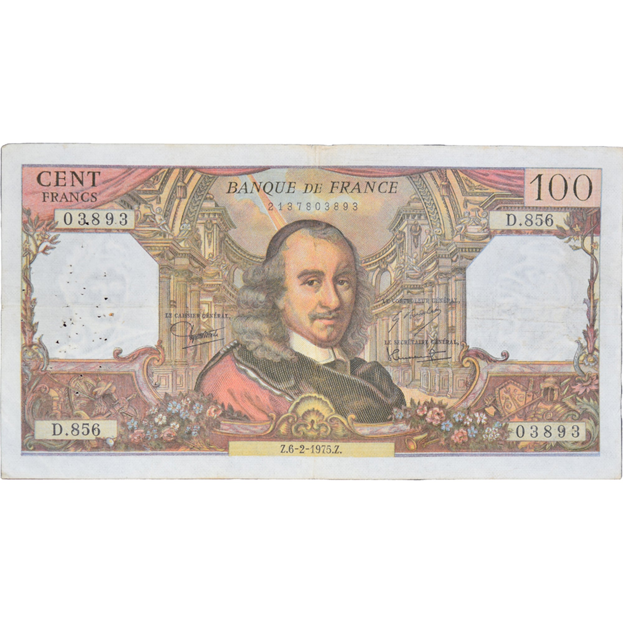 France, 100 Francs, Corneille, 1975, D.85603893, EF(40-45), Fayette:65.48