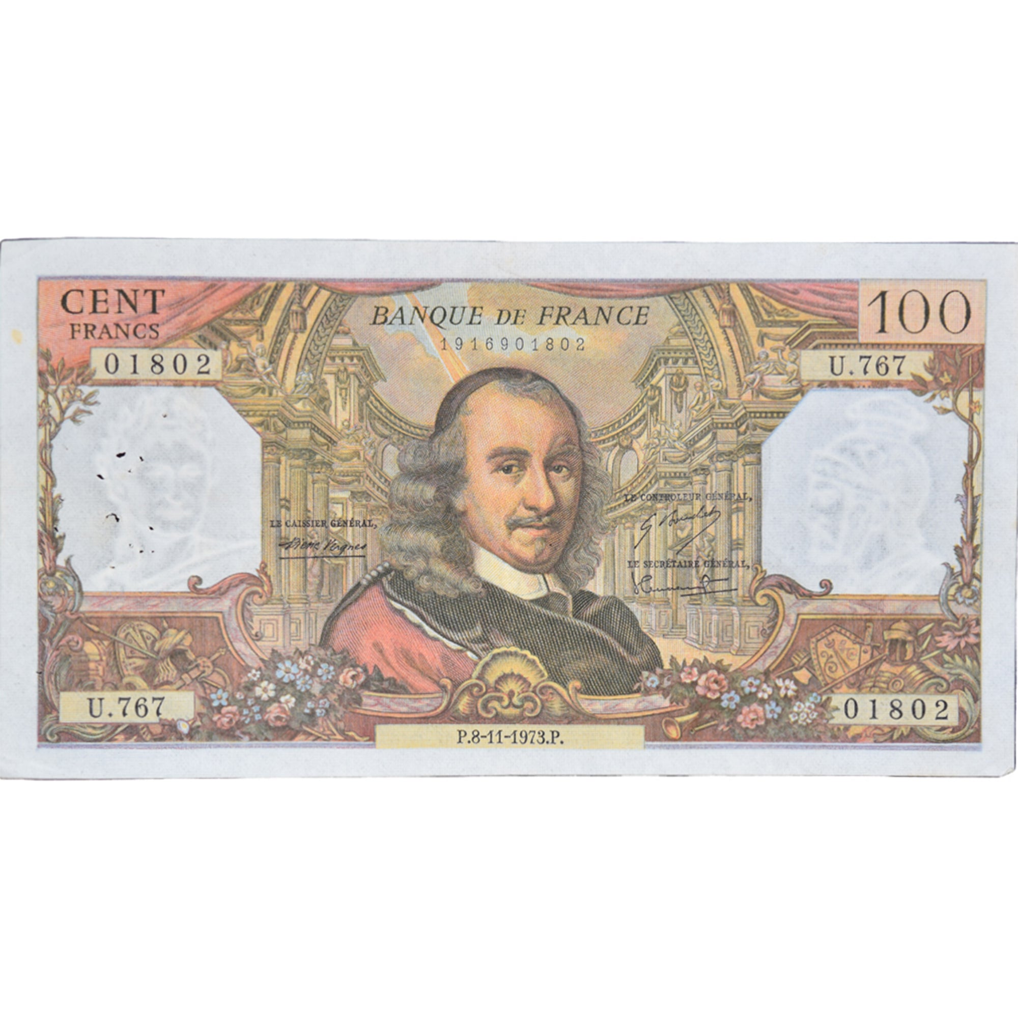 Francia, 100 Francs, Corneille, 1973, U.76701802, MBC, Fayette:65.44, KM:149d