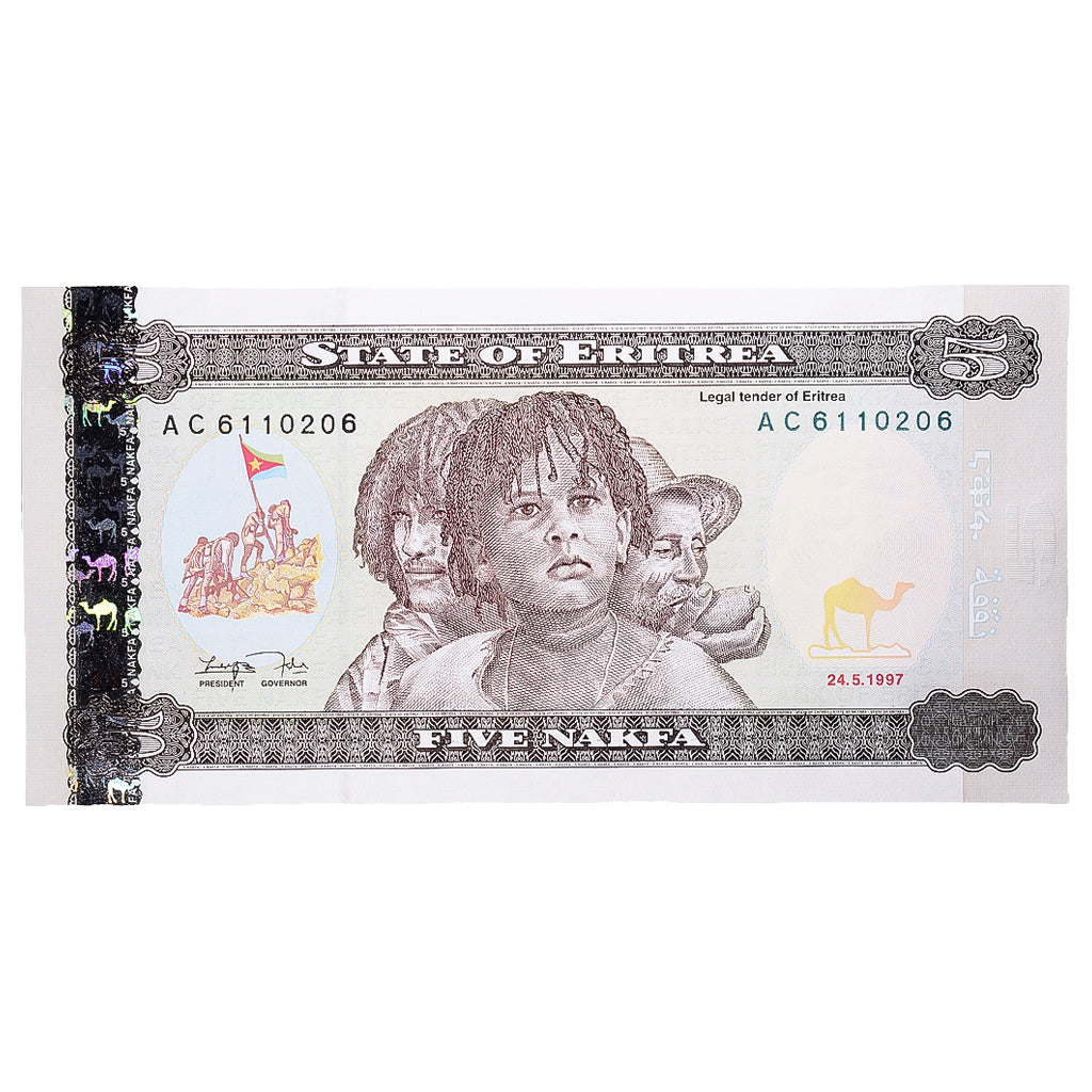 Banknote, Eritrea, 5 Nakfa, 1997, 1997-05-24, KM:2, UNC(65-70)