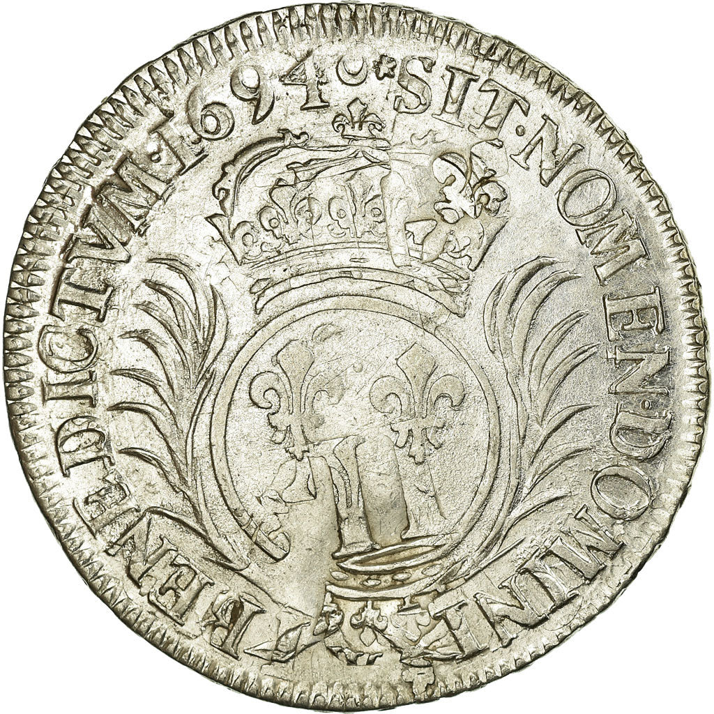 Coin, France, 1/2 Ecu, 1694, AU(50-53), Silver, Gadoury:185