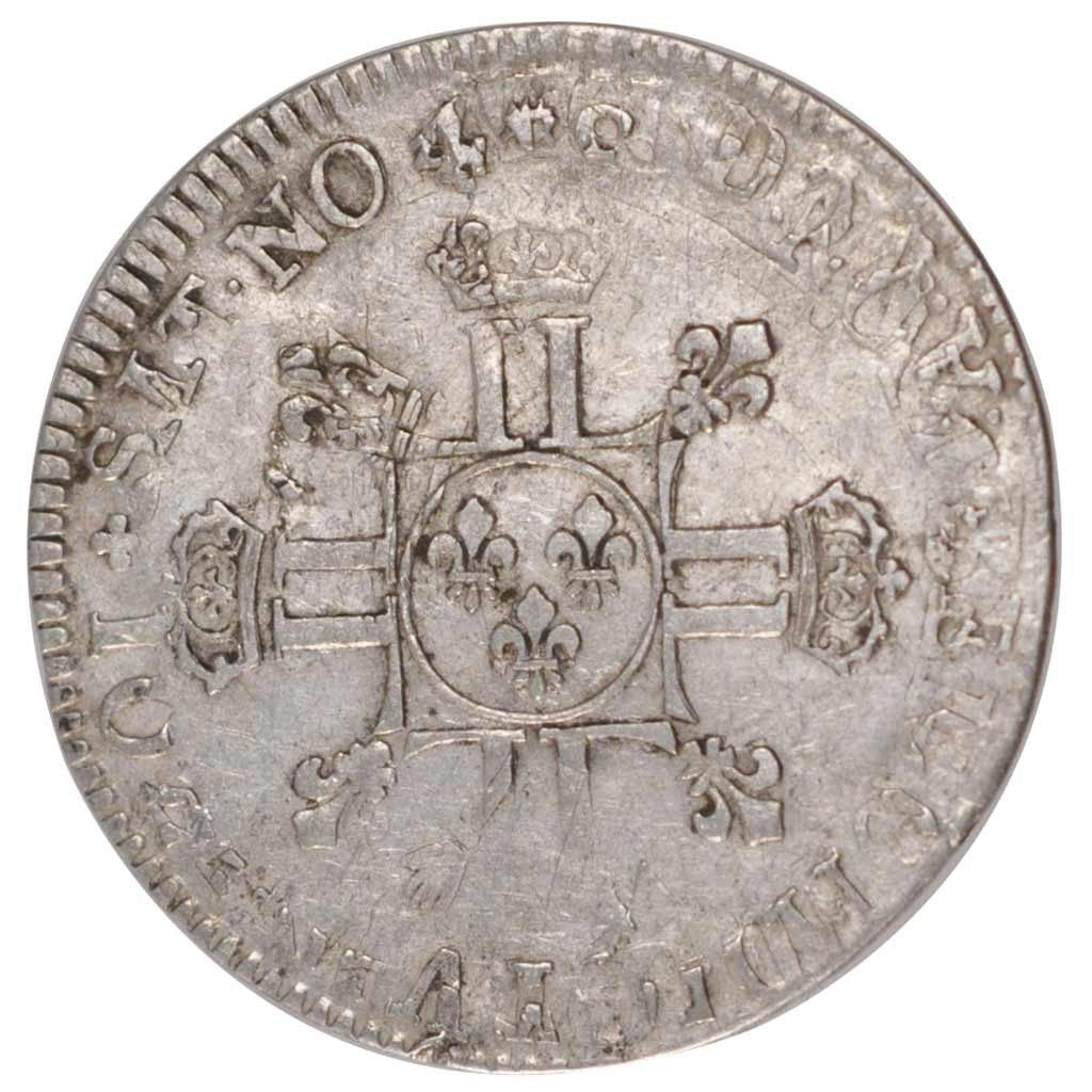 FRANCE, 1/4 Ecu, 1704, VF(30-35), Silver, Gadoury #161, 6.39