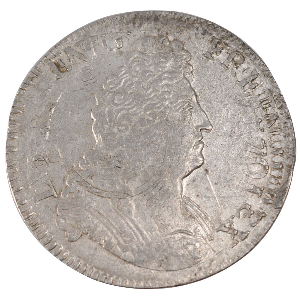 FRANCE, Ecu, 1704, EF(40-45), Silver, Gadoury #224, 26.98