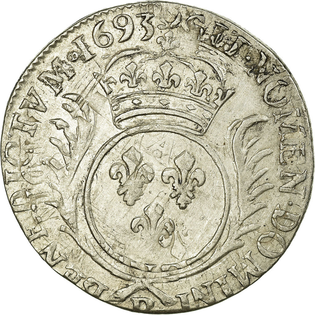 Francia, Louis XIV, 1/4 Ecu, 1/4 Écu aux palmes, 1693, Rouen, Argento, BB