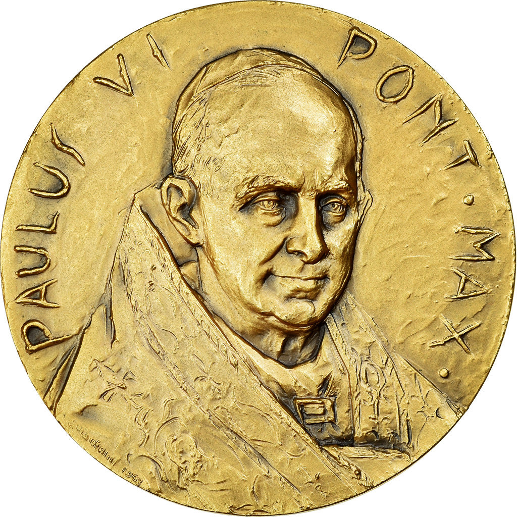 Vatican, Médaille, Le Pape Paul VI, 1963, Manfrini, FDC, Gilt Bronze