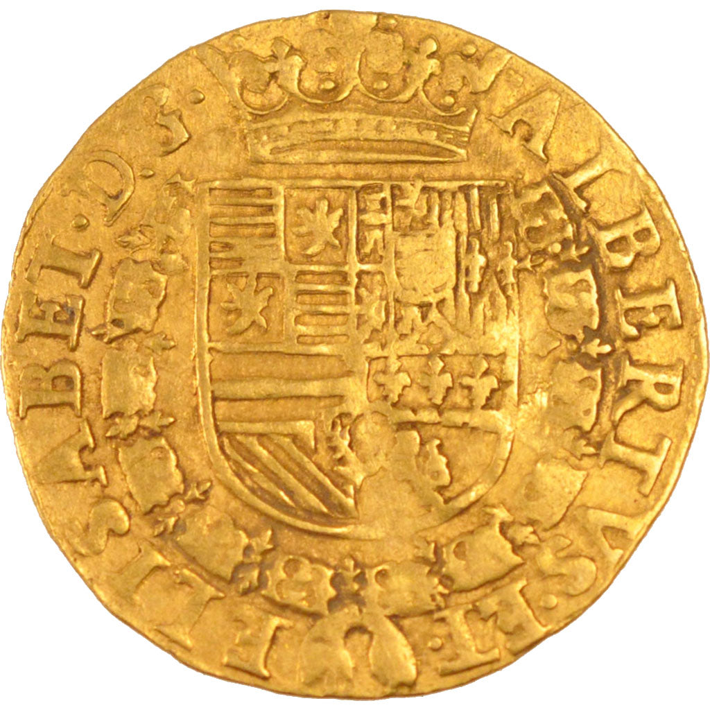 Coin, Spanish Netherlands, Flanders, 2 Albertins, 1602, Anvers, AU(50-53), Gold