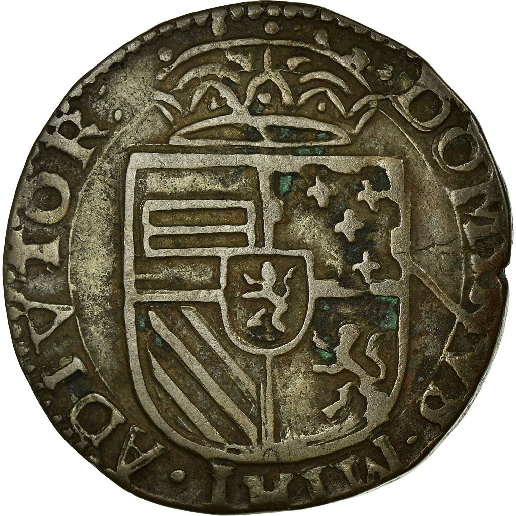 Coin, France, Liard, 1584, Arras, EF(40-45), Copper, Boudeau:1983