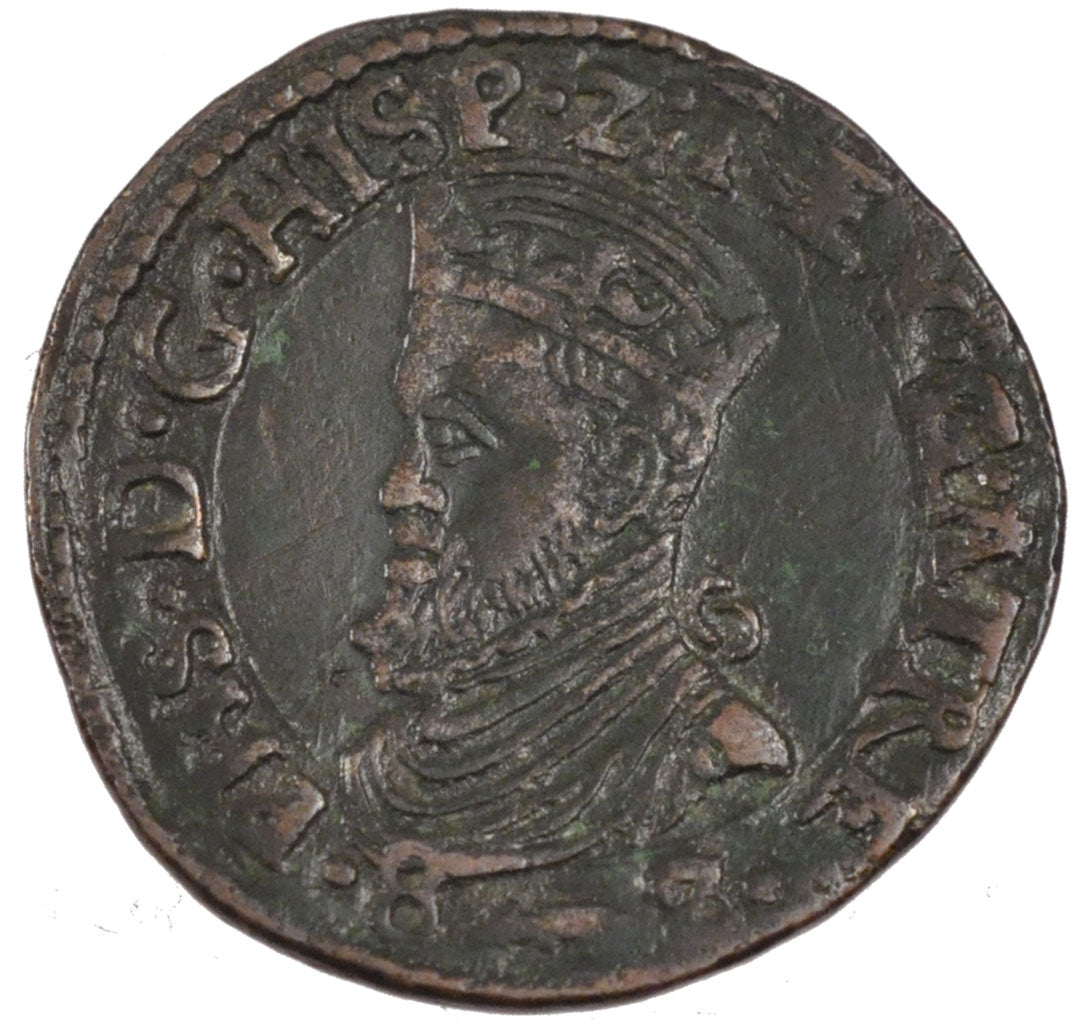 FRANCE, Liard, 1588, Arras, AU(55-58), Copper, Boudeau #1983, 5.05