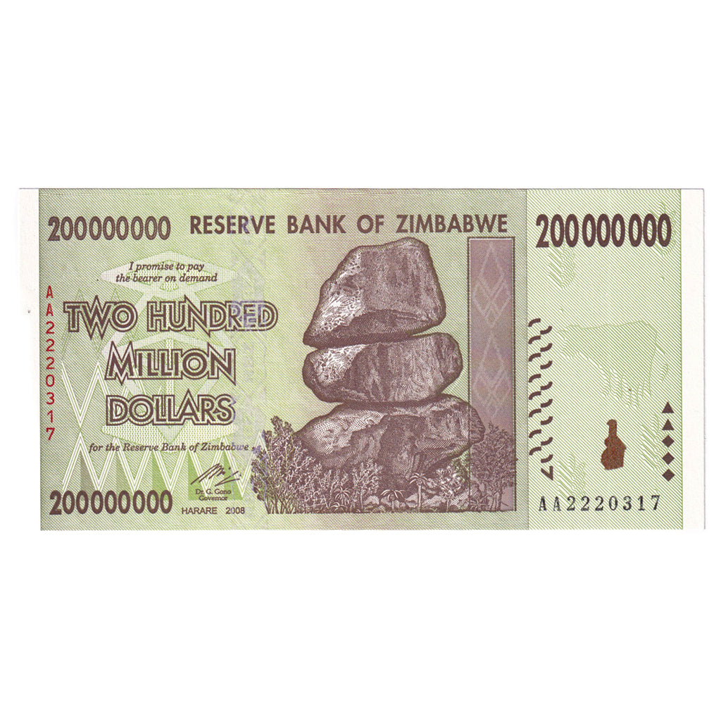 Banknote, Zimbabwe, 200 Million Dollars, 2008, UNC(65-70)