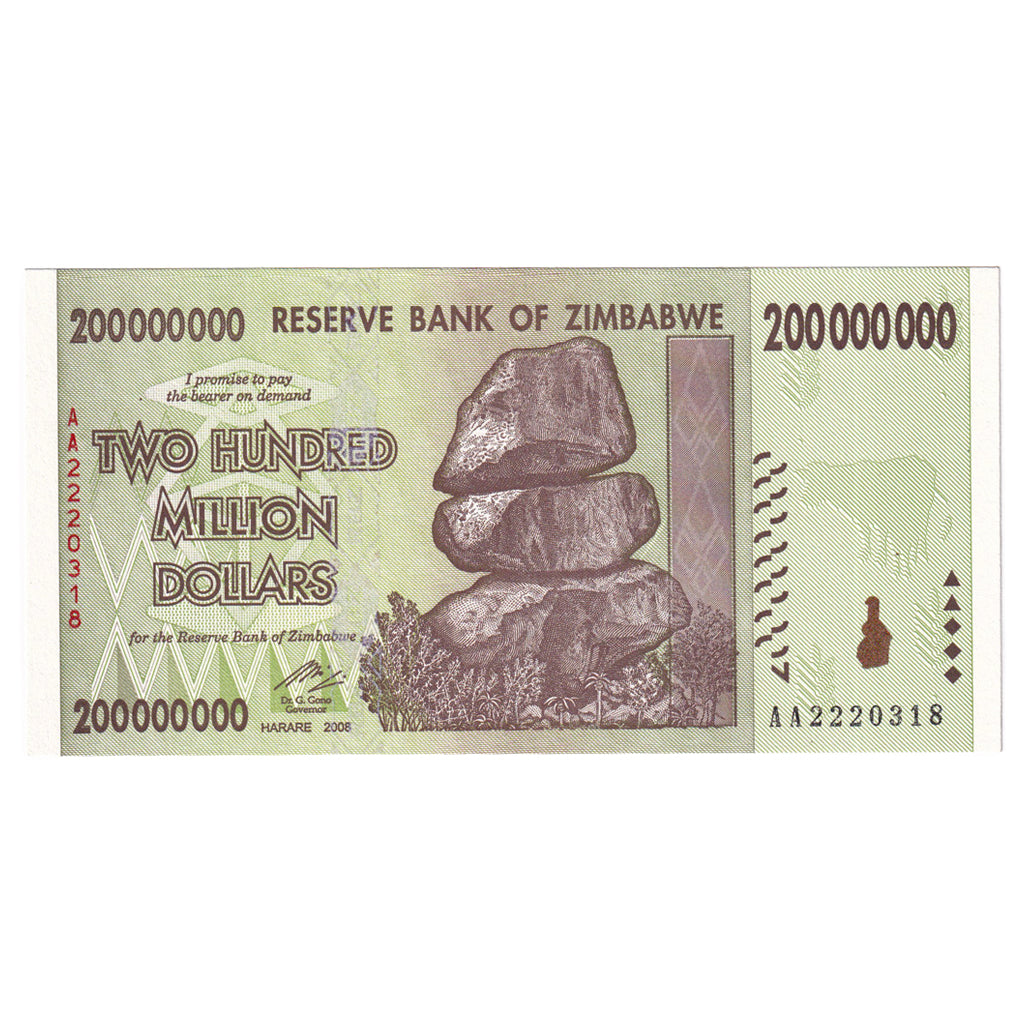 Banknote, Zimbabwe, 200 Million Dollars, 2008, UNC(65-70)
