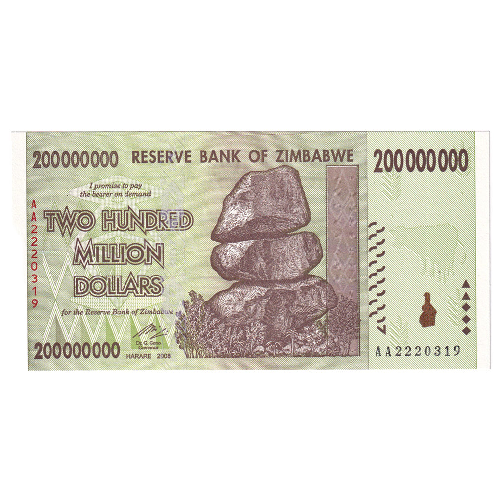 Banknote, Zimbabwe, 200 Million Dollars, 2008, UNC(65-70)